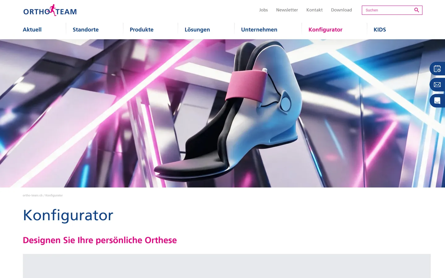 The ORTHO-TEAM configurator page header