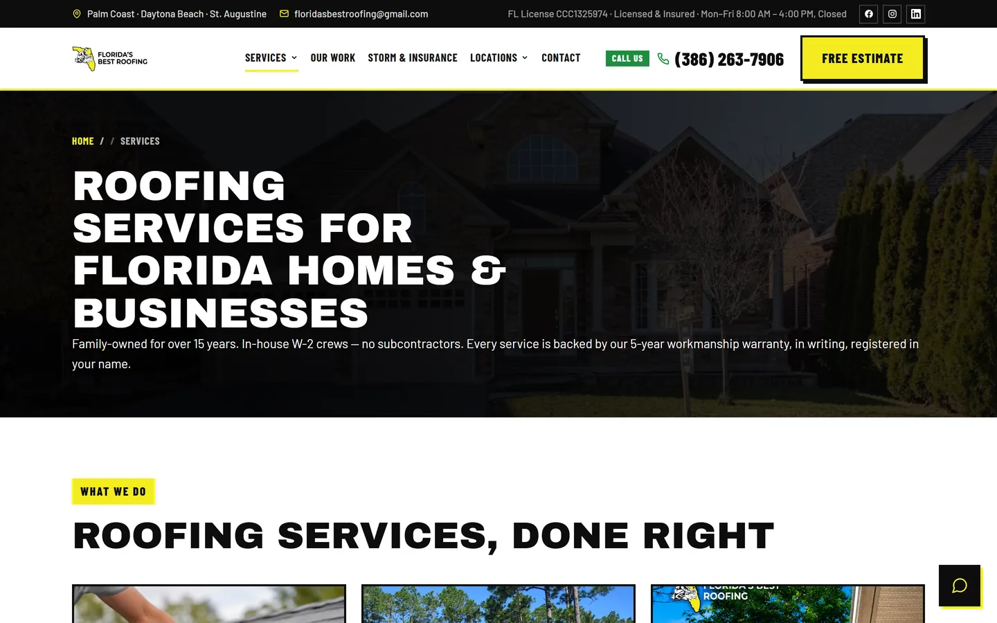 Roofing services page