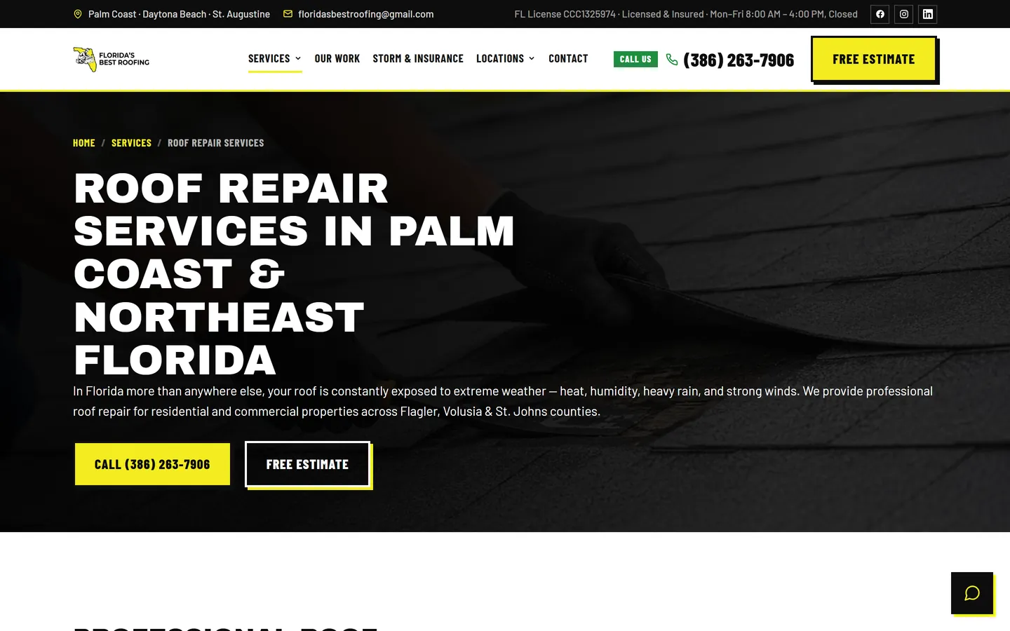 Roof repair Palm Coast page