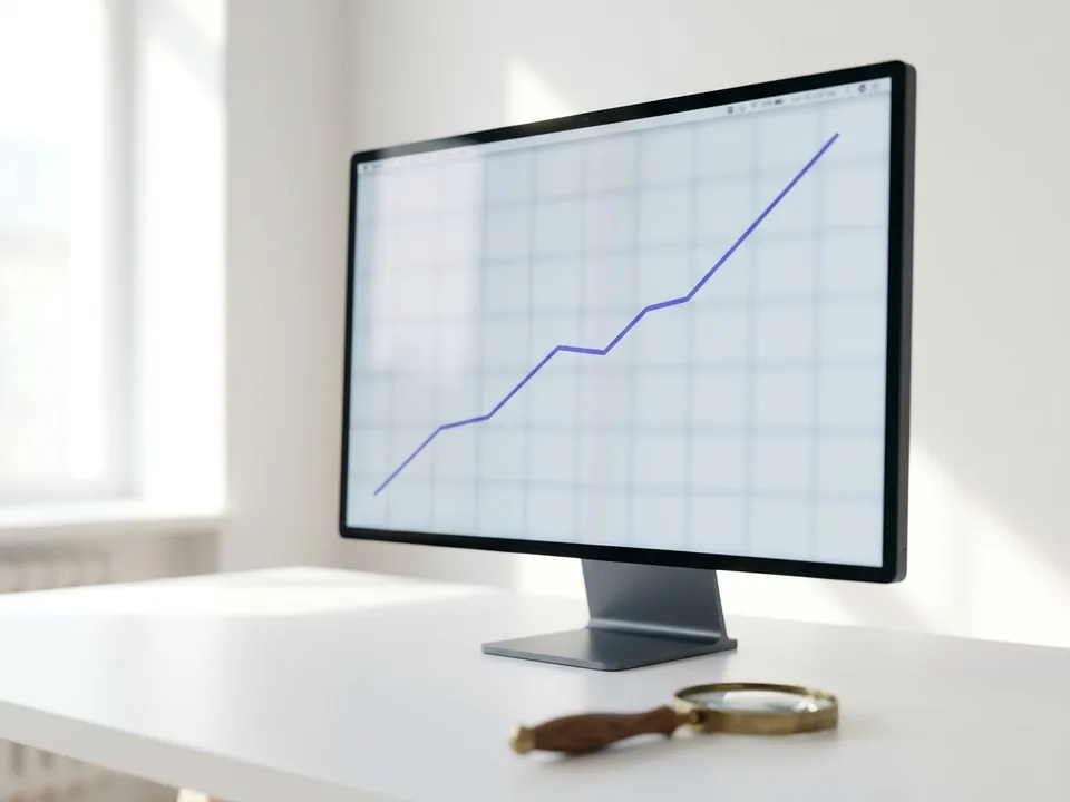 A rising organic-traffic line on a studio monitor